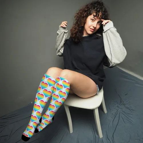 Vista 4 de devor Boot Socks for Women Tube Women's Socks Long Football Socks Fashion rainbow lesbian gay Prides bi Prides Socks