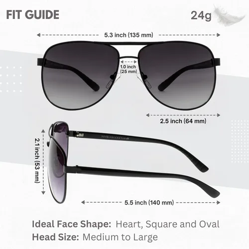 Vista 4 de NYS Collection Aviator Sunglasses for Men Women 100% UV Protection Classic