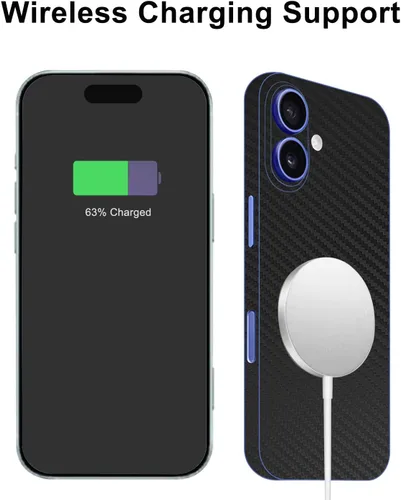 Vista 3 de Envoltura de piel de fibra de carbono negra compatible con iPhone (16) Cubierta protectora de la etiqueta de la película, calcomanía de vinilo