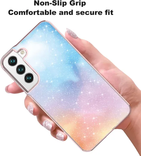 Vista 3 de Funda compatible con Samsung Galaxy S23, con purpurina brillante láser azul rosa ultra transparente a prueba de golpes para Samsung Galaxy S23