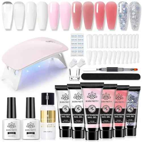 Vista 14 de BORN PRETTY Kit de Gel de Extensión Poli - Kit de Gel de Extensión de Uñas de 12 Colores Nude Transparente Rosa Gelatina Kit Todo-En-1 Gel