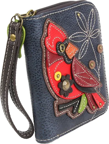 Vista 3 de CHALA Cartera con cremallera alrededor, pulsera, 8 ranuras para tarjetas de crédito, piel sintética resistente