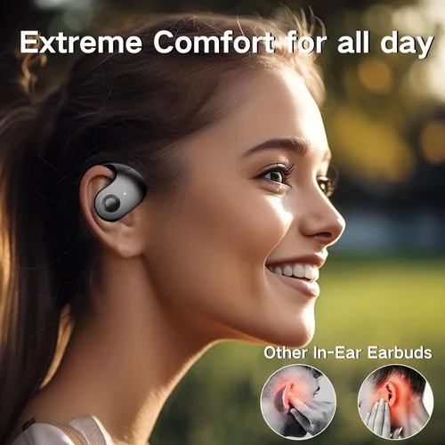 Vista 5 de Auriculares de conducción ultra ósea abiertos con audio inmersivo y llamadas claras, auriculares inalámbricos Bluetooth de ajuste estable, graves