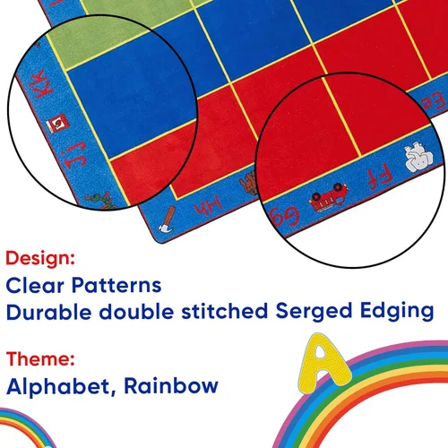 Vista 7 de KidCarpet.com ABC Rainbow - Alfombra para aula con 24 asientos, rectangular de 7 pies 6 pulgadas x 12 pies