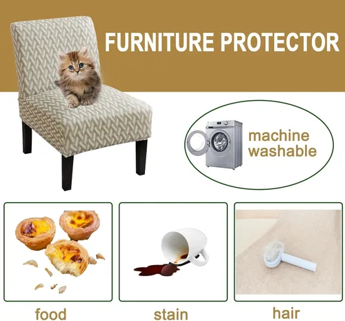 Vista 4 de HAOYONG - Funda de silla sin brazos de acento, funda elástica para silla deslizante con estampado, fundas protectoras para muebles, fundas