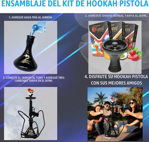 Vista 3 de Pistola pequeña Pipa de vidrio cachimba (oro)