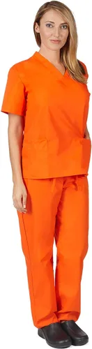 Vista 2 de M&M Scrubs - Conjunto de uniforme médico para mujer, cuello en V y pantalones médicos