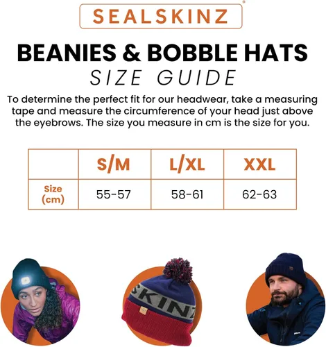 Vista 5 de SEALSKINZ UnisexDeportes y aire libreBeanie's Standard Waterproof Cold Weather Roll Cuff, Gris