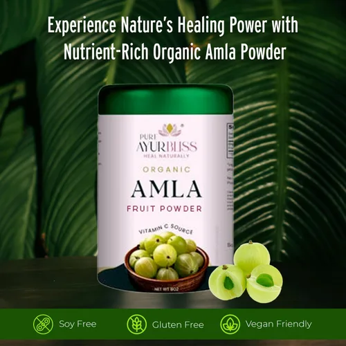Vista 3 de Amla en polvo, mezcla ayurvédica para la salud digestiva, nutrición vegana y sin gluten, fuente natural de vitamina C para cabello, piel y bienestar