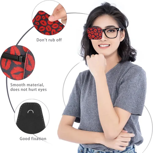 Vista 2 de Sosation 10 piezas de parches oculares para ojo izquierdo o derecho de adultos, parche para gafas, estilos mixtos (estilo surtido)