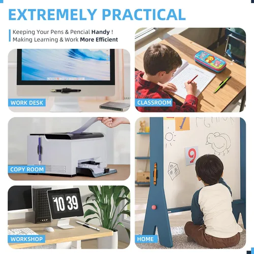 Vista 6 de 10 soportes para bolígrafos, soporte adhesivo mejorado para escritorio, soportes de silicona flexibles para lápices, clip para portapapeles de pared