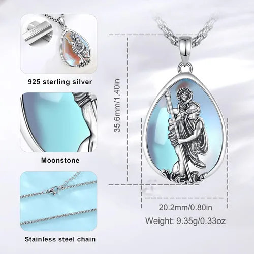 Vista 21 de Vito Collar de plata de ley 925 para mujeres y hombres, San Benito, crucifijo, Caravaca, San Cristóbal, San Judas, medalla patronal, amuleto