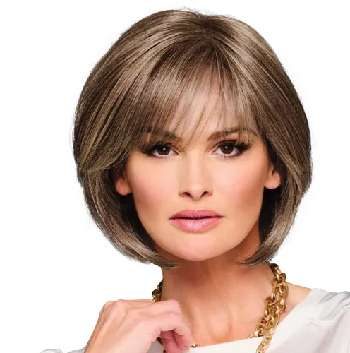 Vista 26 de Raquel Welch Made You Look Chin-Length Chic Bob, 100% atado a mano por ropa de pelo, gorra pequeña promedio, RL10/12 castaño iluminado por el sol