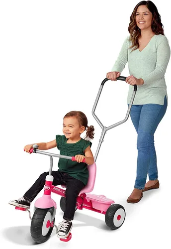 Vista 3 de Radio Flyer Deluxe Steer & Stroll Trike, Sencillo, Rosado