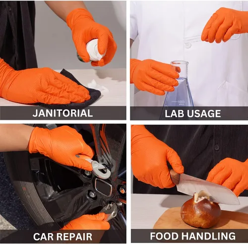 Vista 6 de Industrial Nitrile Gloves – Heavy Duty Latex & Powder Free Disposable Gloves with Diamond Texture