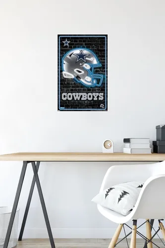 Vista 5 de Trends International NFL Dallas Cowboys - Póster de pared con casco neón 23, 14.72 x 22.37 pulgadas, paquete de póster y montaje de alta calidad