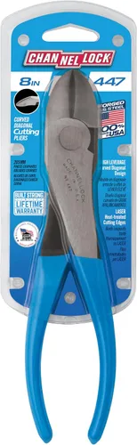 Vista 4 de Channellock 447 GIDDS2-821226 Alicates de corte diagonal de mandíbula curvada gris/azul, diagonal curvada de 7.5 pulgadas