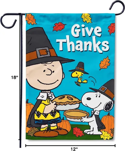 Vista 6 de Flagology, Peanuts, bandera de jardín de Charlie Brown y Snoopy de 12 x 18 pulgadas, bandera para exteriores, tela exclusiva de primera calidad