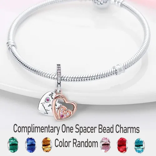 Vista 3 de LNQOBU Dije de plata de ley 925 para madre, hija, familia, amor, familia, amigos, para pulseras y collares