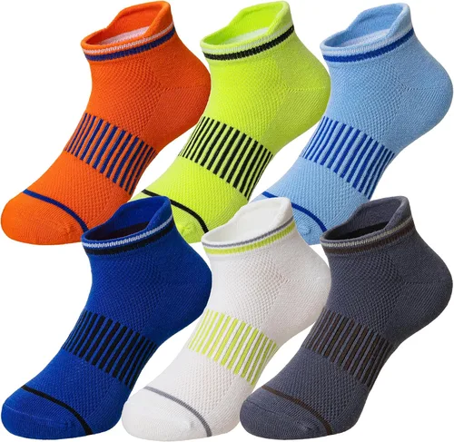 Vista 9 de Calcetines de tobillo para niños, calcetines deportivos de corte bajo de algodón para niños pequeños, 6 pares