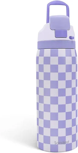 Vista 25 de Botella de agua de acero inoxidable con bandera estadounidense, aislada al vacío, tapa de botón, 32 onzas, regalos para patriota 4 de julio