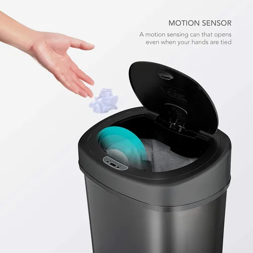 Vista 2 de NINESTARS, cesto para basura automático, sin necesidad de tocar, con sensor de movimiento Negro