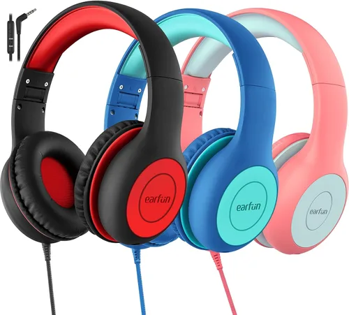 Vista 12 de EarFun K1 - Auriculares para niños con cable con micrófono, auriculares