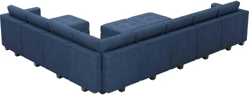 Vista 9 de Belffin Sofá modular de gran tamaño con otomanas de almacenamiento, sofá seccional en forma de U con diván reversible, color azul