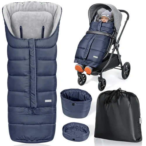 Vista 14 de Orzbow - Saco de dormir cálido universal para cochecito, saco para clima frío, piecera impermeable para niños pequeños (negro, grande) Ultra-Plush