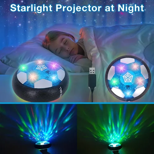 Vista 3 de OurHonor Pelotas de Fútbol Flotantes, Juego de 2 en 1 de Fútbol Flotante con Luz Nocturna LED en Forma de Estrella, Juego de Deportes