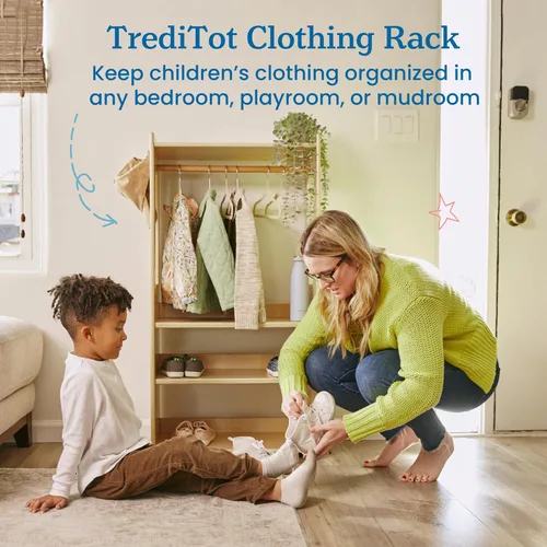 Vista 3 de ECR4Kids TrendiTot - Perchero con estantes ajustables, armario para niños, natural