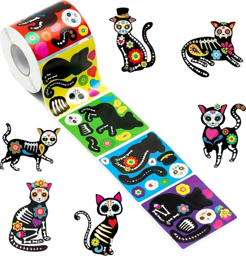 Vista 33 de Haooryx Fall Pumpkin Stickers Roll, 300 Pcs Make Your Own Halloween Pumpkin