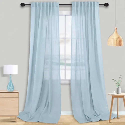 Vista 61 de Mrs.Naturall Cortinas negras de 45 pulgadas de largo, cortinas cortas de lino transparente para privacidad para cocina, dormitorio, ventanas