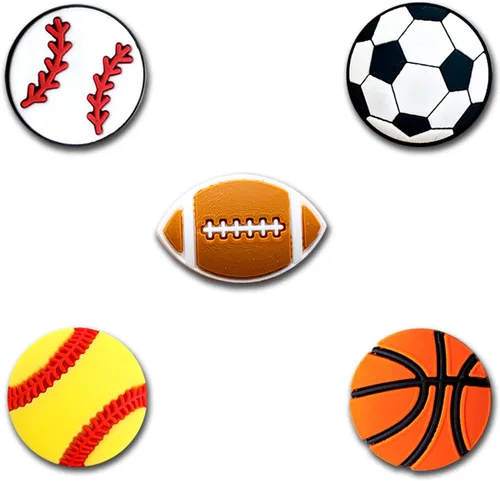 Vista 2 de 25 dijes deportivos para zapatos para zuecos, sandalias, pulsera, pantuflas, zapatos de agua, béisbol, sóftbol, fútbol, fútbol, baloncesto