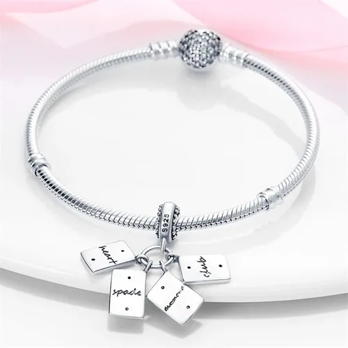 Vista 3 de CYCUFF Abalorios de plata de ley 925 adecuados para collares de dijes, pulseras, abalorios, joyería de regalo para mujeres, familiares y amigas