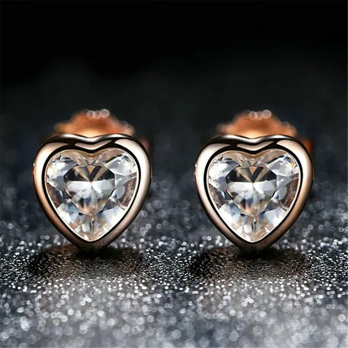 Vista 3 de BISAER Mini aretes de tuerca de plata de ley 925 con aretes de circonita cúbica de moda para adolescentes y mujeres, Circonia cúbica