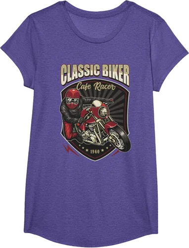 Vista 18 de Camiseta de motocicleta clásica Biker Cafe Racer para hombre, Negro, S