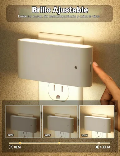 Vista 2 de JandCase Luces nocturnas LED enchufables a la pared, luz nocturna con sensor de luz del atardecer al amanecer, luz nocturna regulable enchufable