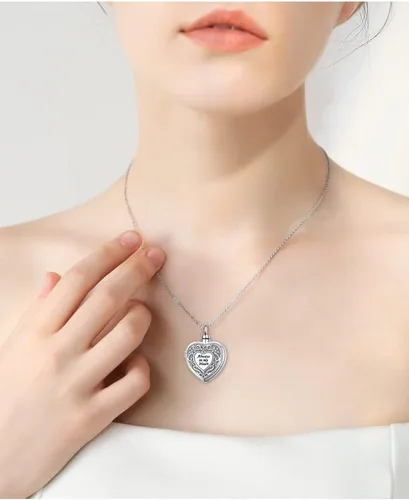 Vista 5 de Yearace - Collar de urna de fotos personalizado para cenizas, joyería de cremación para cenizas, collar conmemorativo de recuerdo de plata de ley