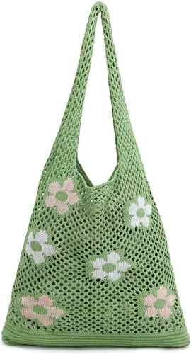 Vista 15 de ENBEI Bolsas bohemias, bolsa de punto de hombro, bolsa de mano Y2K estética, bolso de ganchillo lindo para mujeres, regalos hippie