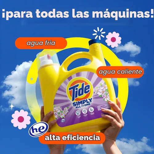 Vista 9 de Tide Simply All-In-One, detergente líquido para ropa sucia con aroma a flor de saúco, 89 cargas, 117 onzas líquidas