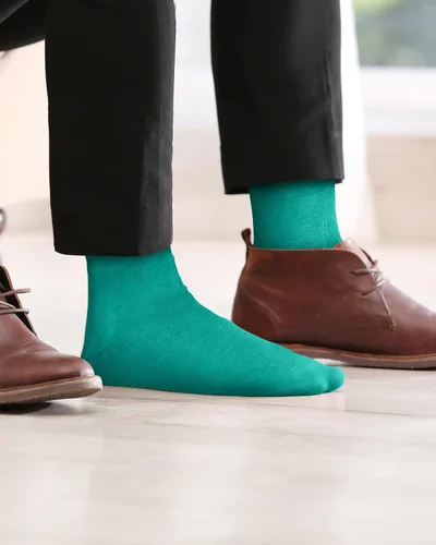 Vista 3 de Solid Color Casual Dress Socks for Men - Colorful & Comfortable Crew Socks