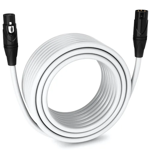 Vista 100 de LyxPro Cable de micrófono XLR hembra a macho de ángulo recto de 3 pines de 1.5 pies para altavoces amplificados, interfaz de audio, rendimiento