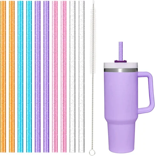 Vista 9 de Paquete de 10 popotes de repuesto para vaso Stanley Cup de 40 onzas, 30 onzas y 64 onzas, apto para lavavajillas, popotes largos transparentes