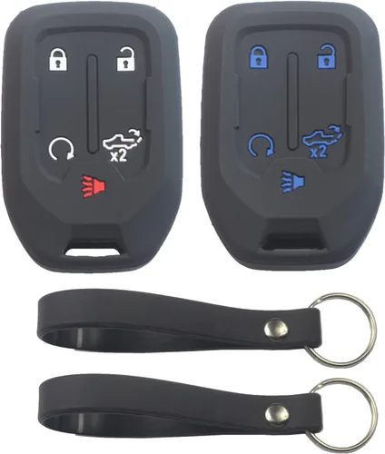 Vista 9 de 2 fundas para llavero de 5 botones compatibles con Chevy Silverado, Gris negro, Pequeño