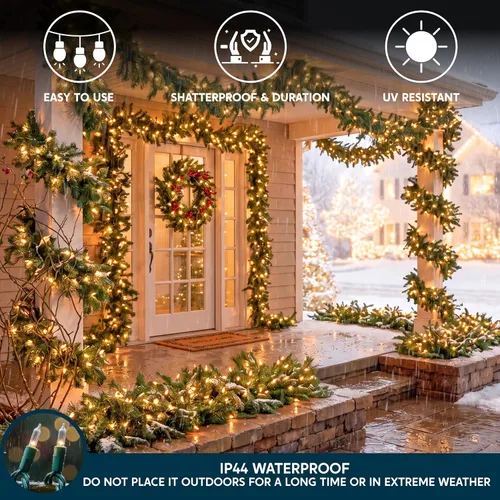 Vista 4 de Joiedomi Guirnalda de luces de Navidad transparentes para interiores, 100 unidades, mini luces blancas para exteriores, decoración de 19.4 pies