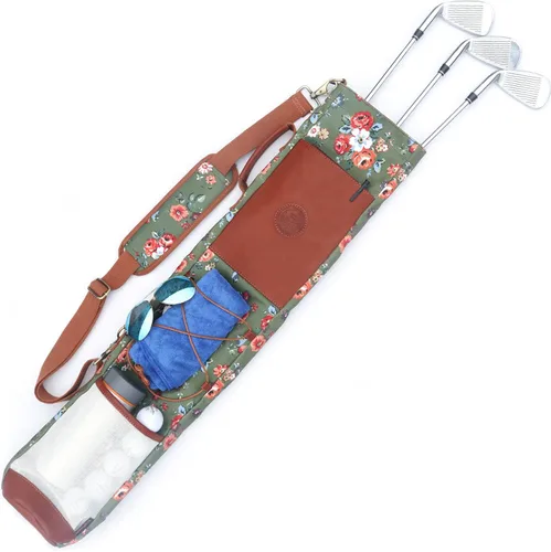 Vista 6 de TOURBON Bolsa de golf de lona para mujer, estuche de transporte de golf de viaje