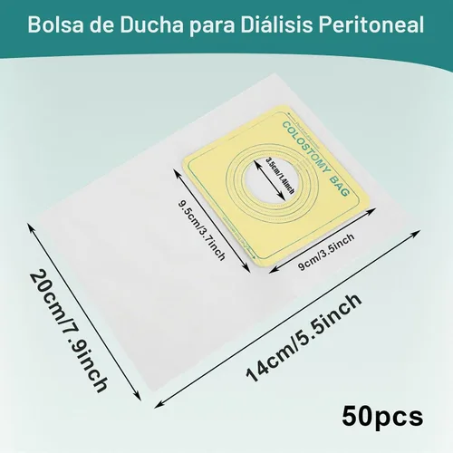 Vista 2 de 50 bolsas de ducha de diálisis peritoneal, cubierta de ducha impermeable para puerto de diálisis, puerto de quimioterapia, línea picc, catéter
