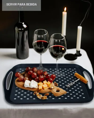 Vista 9 de Bandeja grande antideslizante con asas, bandejas de comida para regazo con puntos de agarre de silicona para comer, aptas para lavavajillas