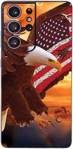 Vista 6 de MightySkins Skin compatible con Samsung Galaxy S21 Ultra - Bandera de Estados Unidos Funda protectora de vinilo duradera y única Fácil